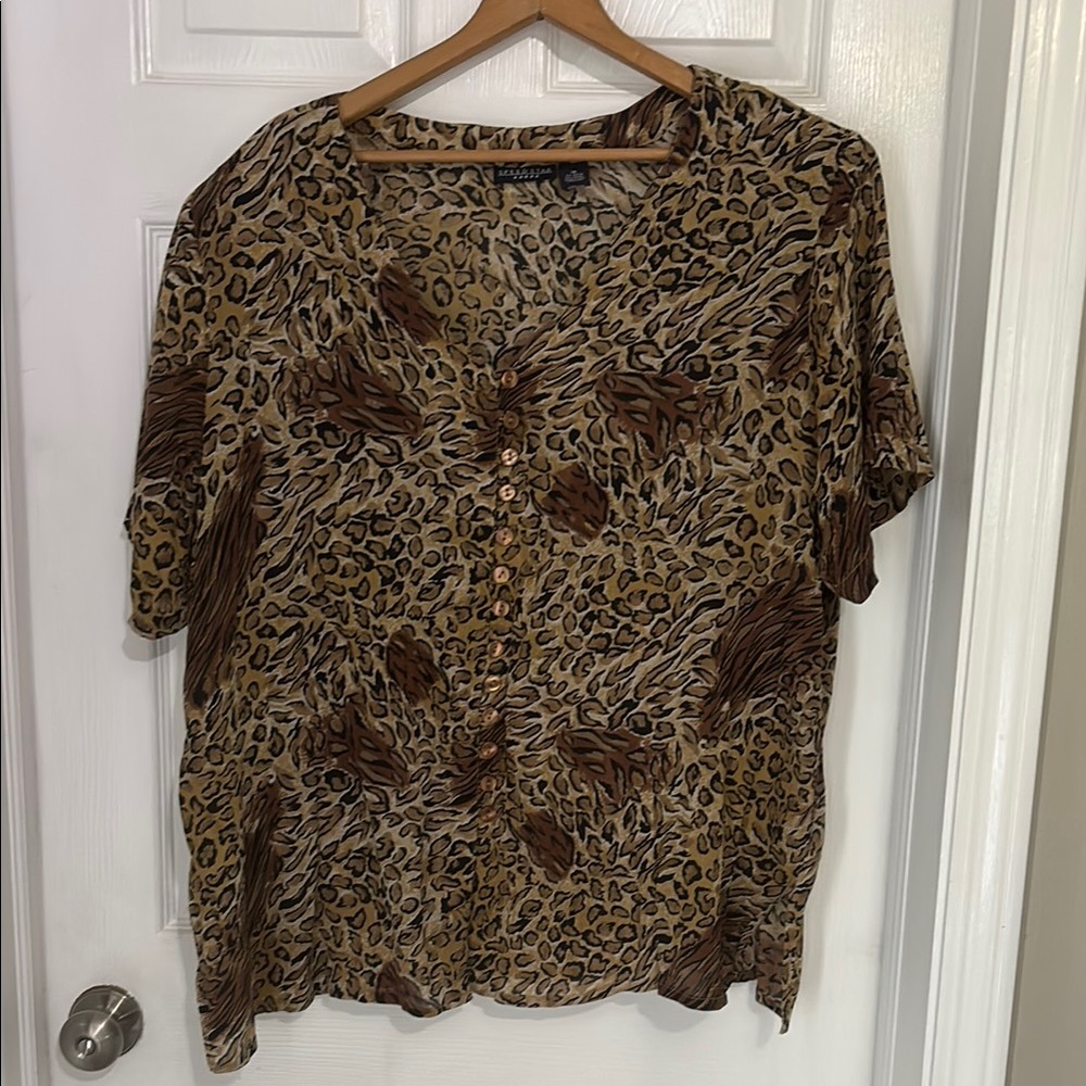 Leopard Print Button-Up Women's Top